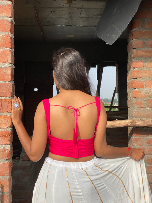 Gulabi goto padded crop top
