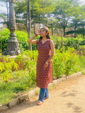 Mango print V neck long kurti
