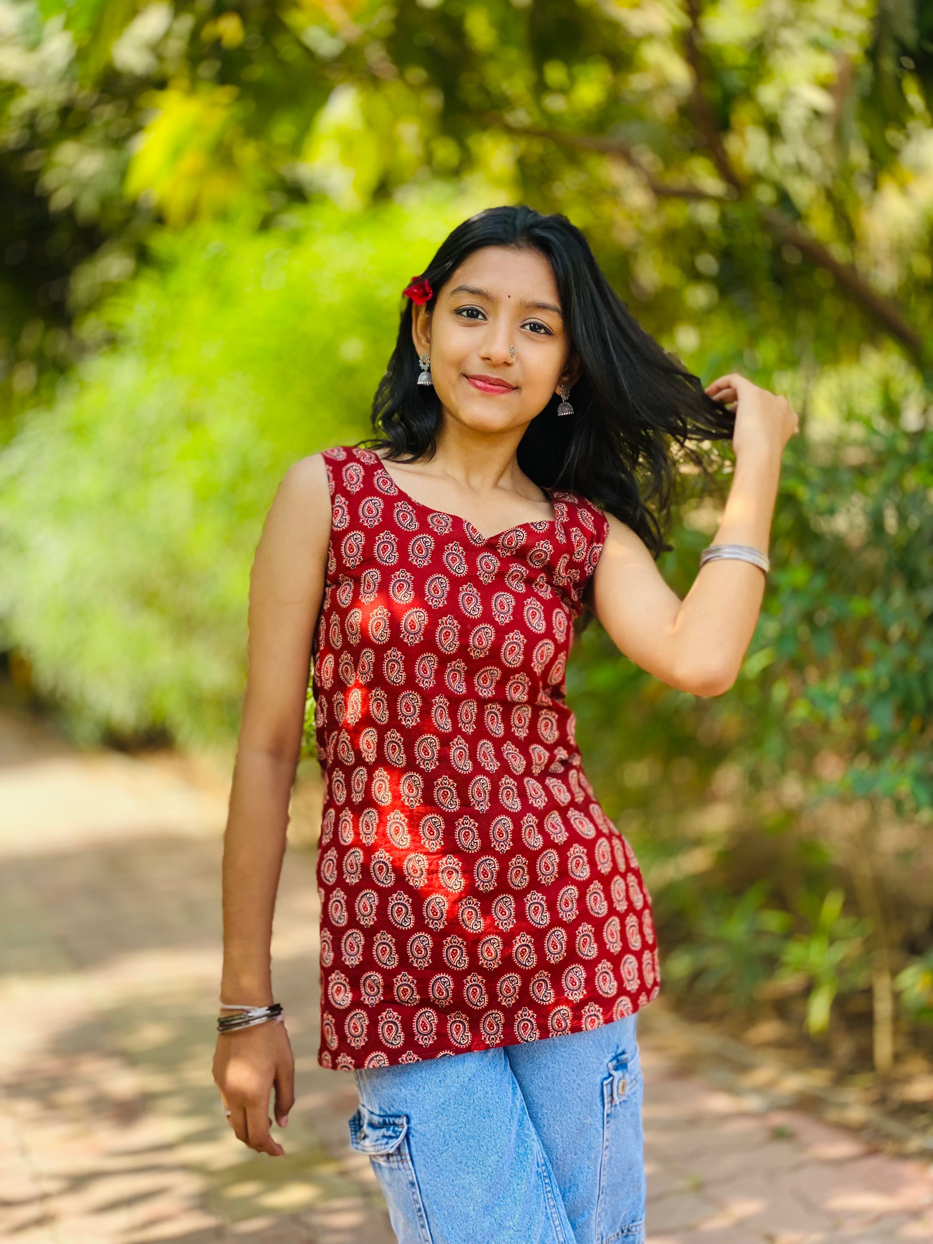 Mango print short kurti