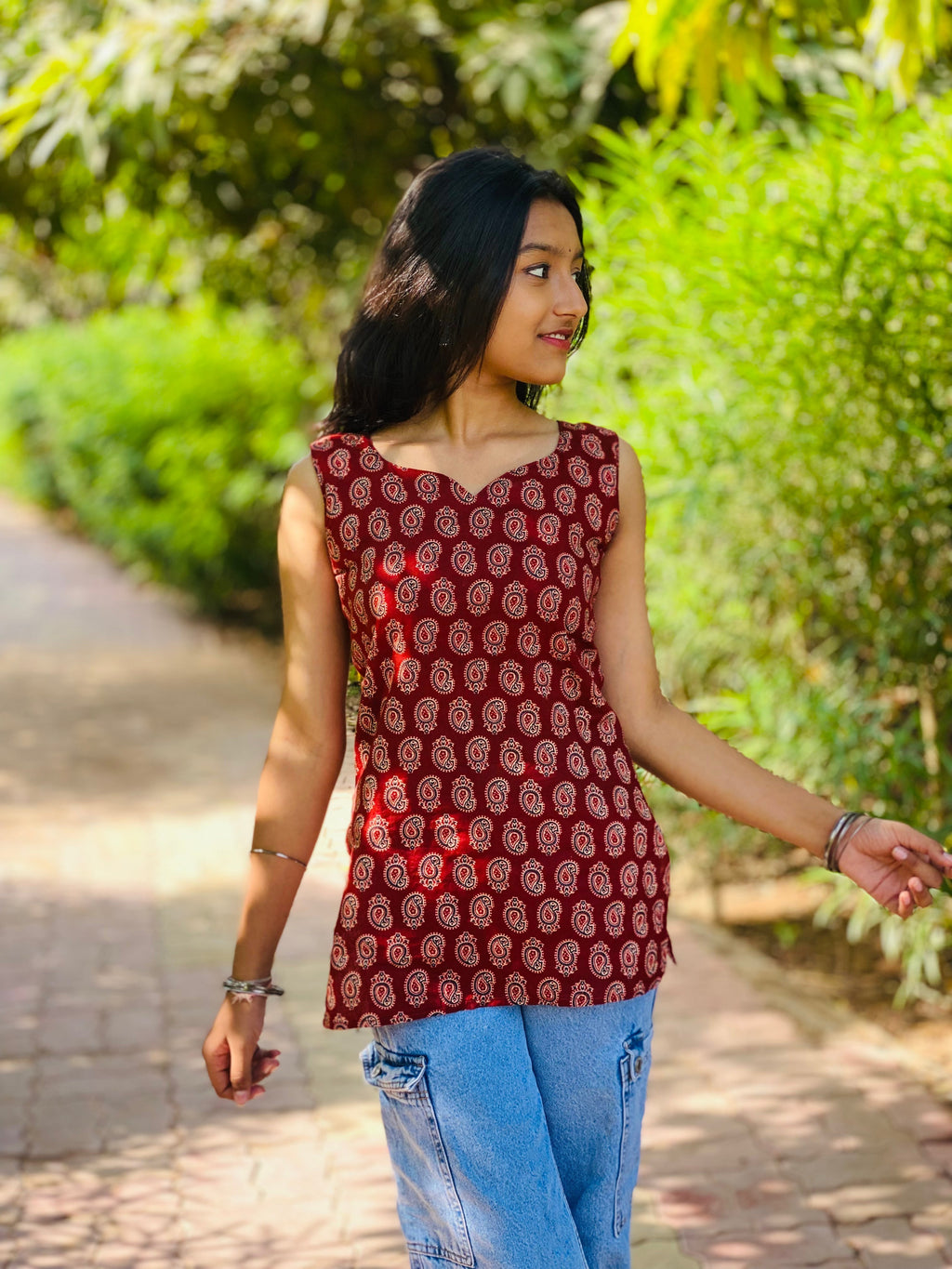 Mango print short kurti