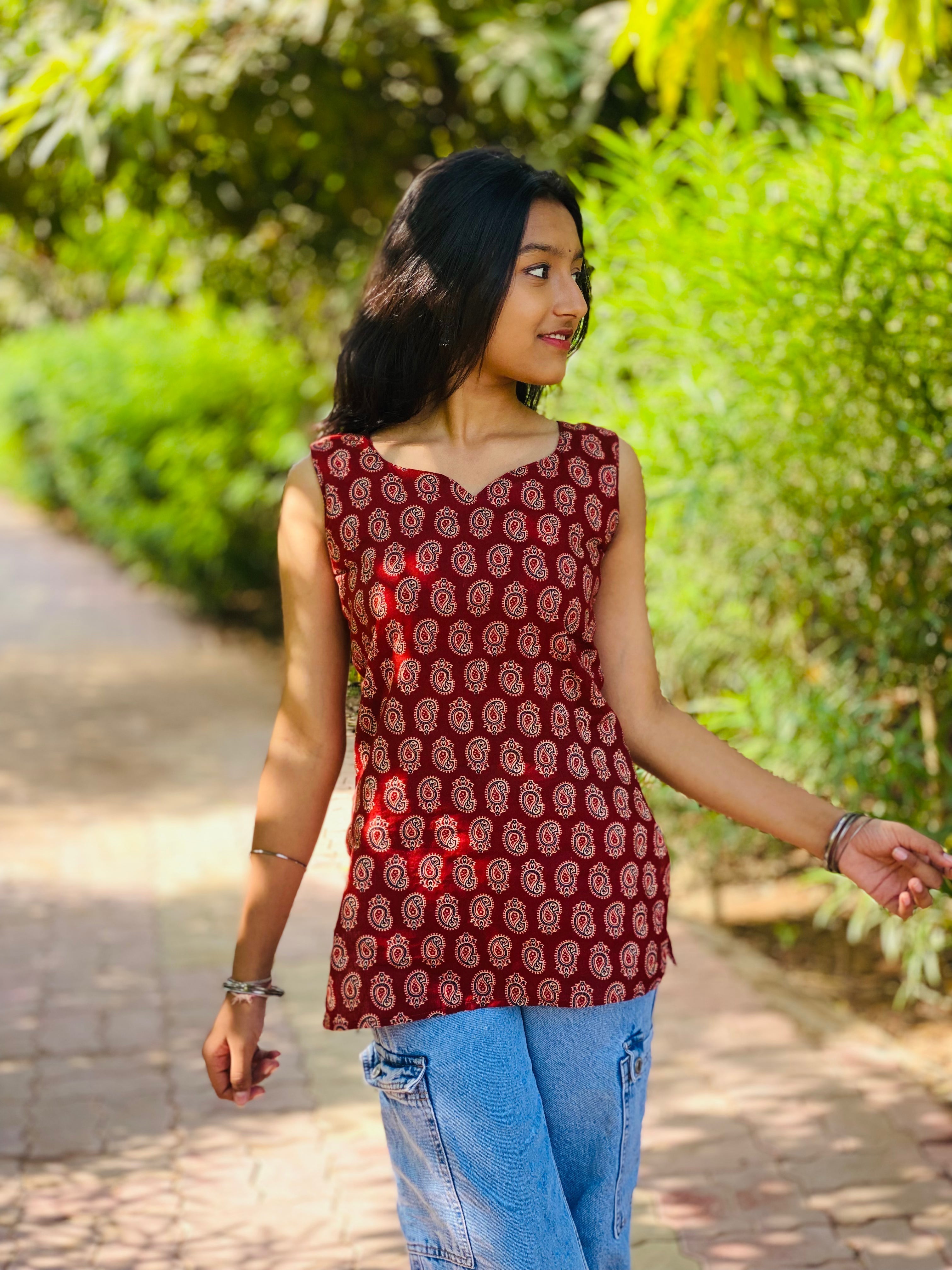Mango print short kurti