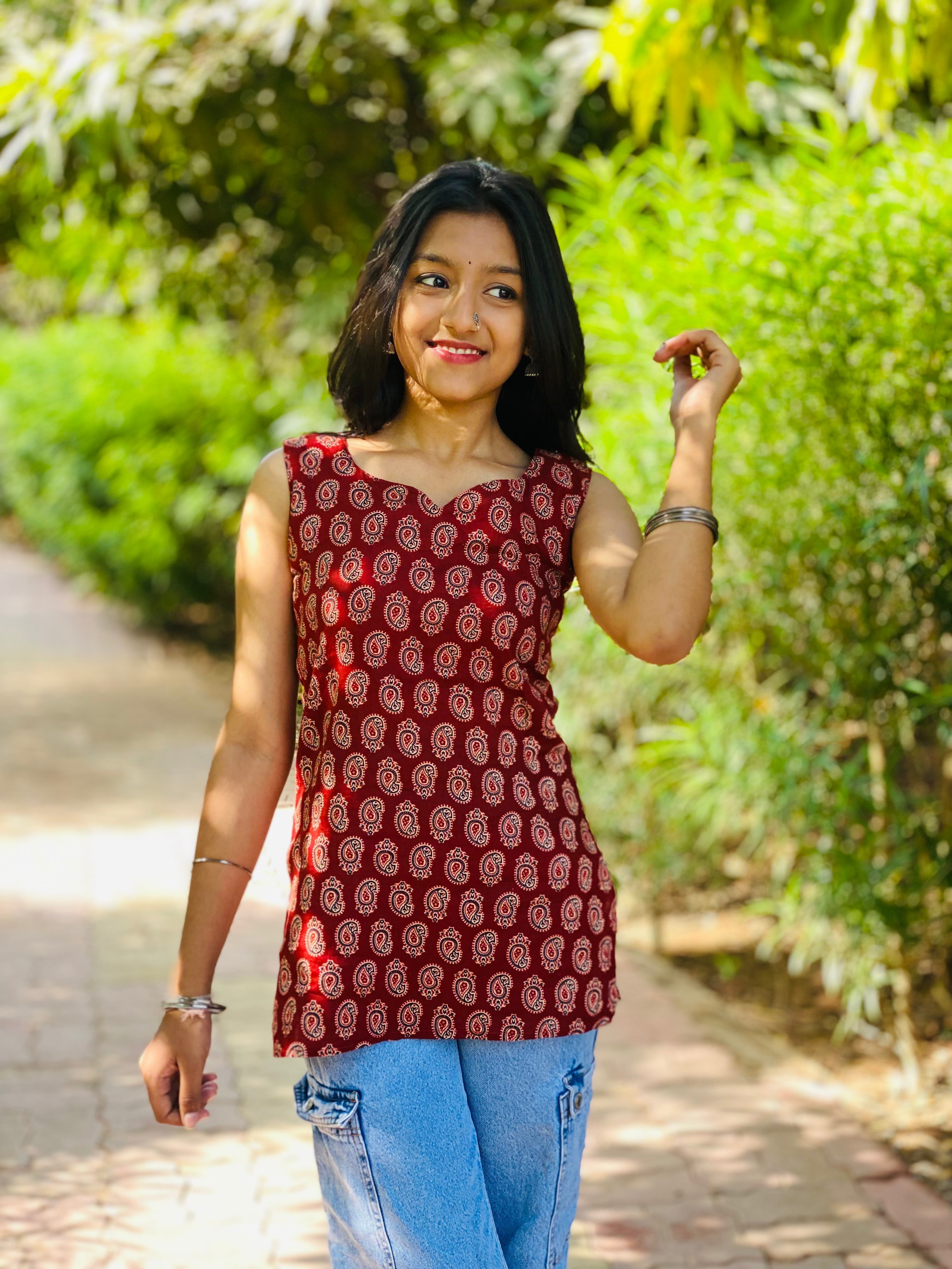 Mango print short kurti