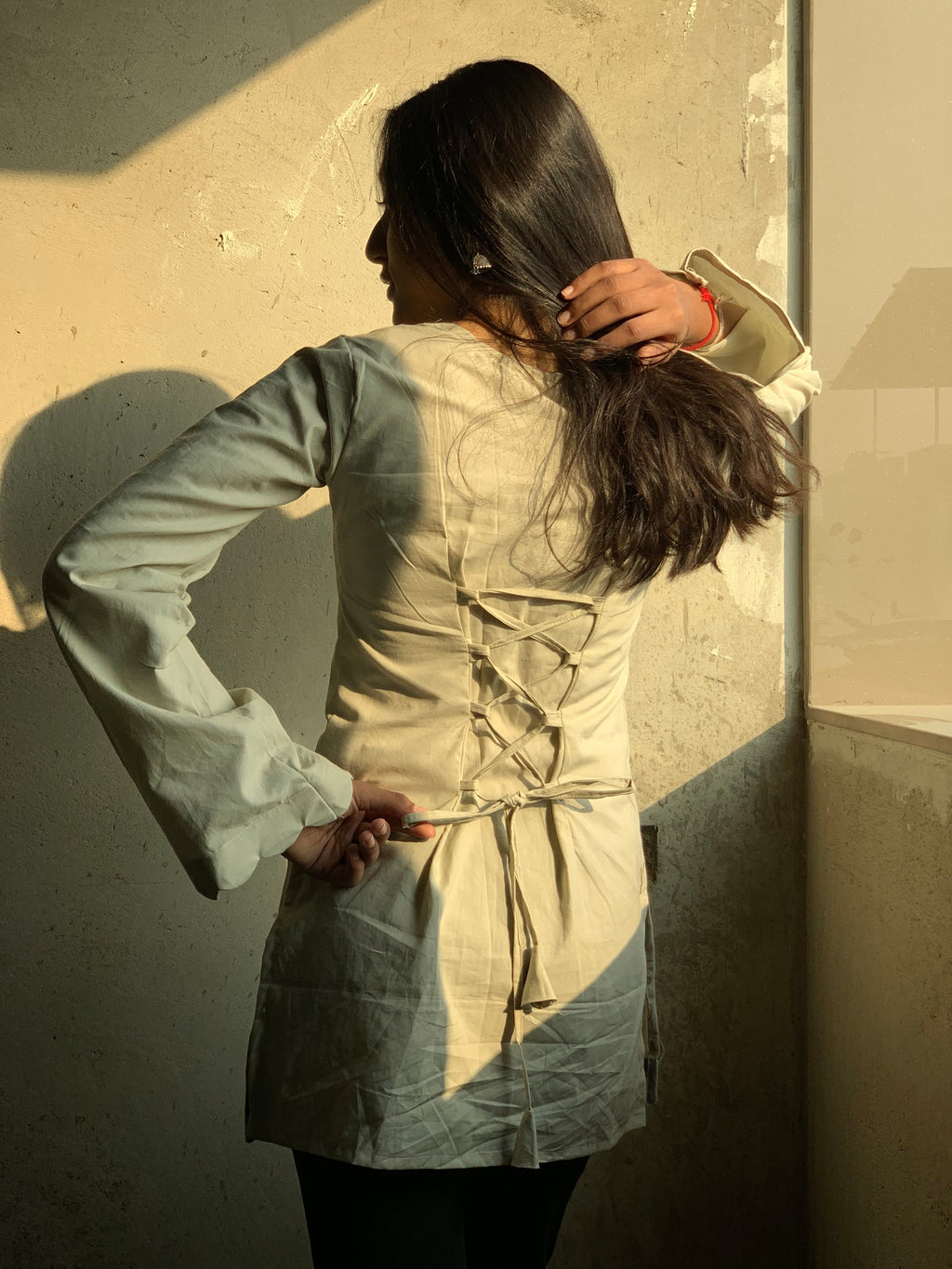 Moon Beige Short V-Neck Kurti