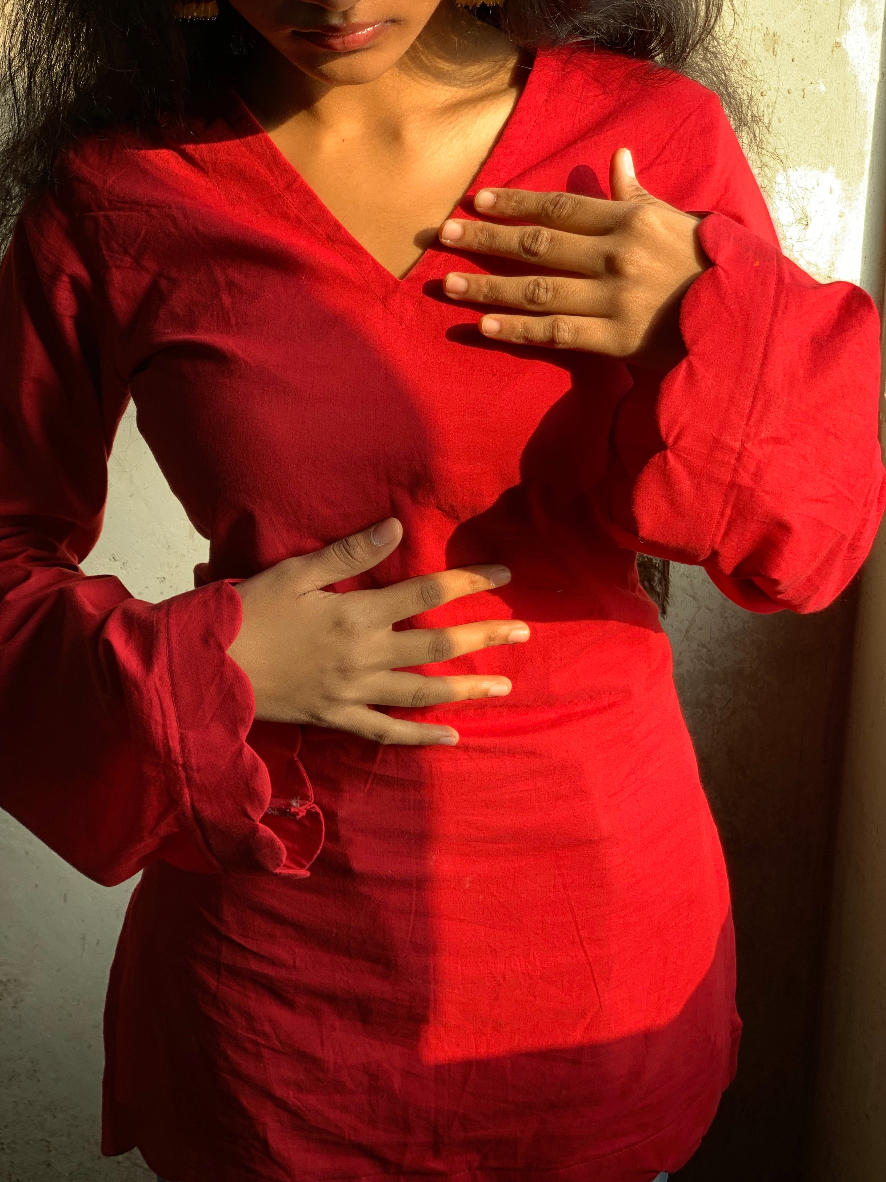 Berry Flame Short V-Neck Kurti