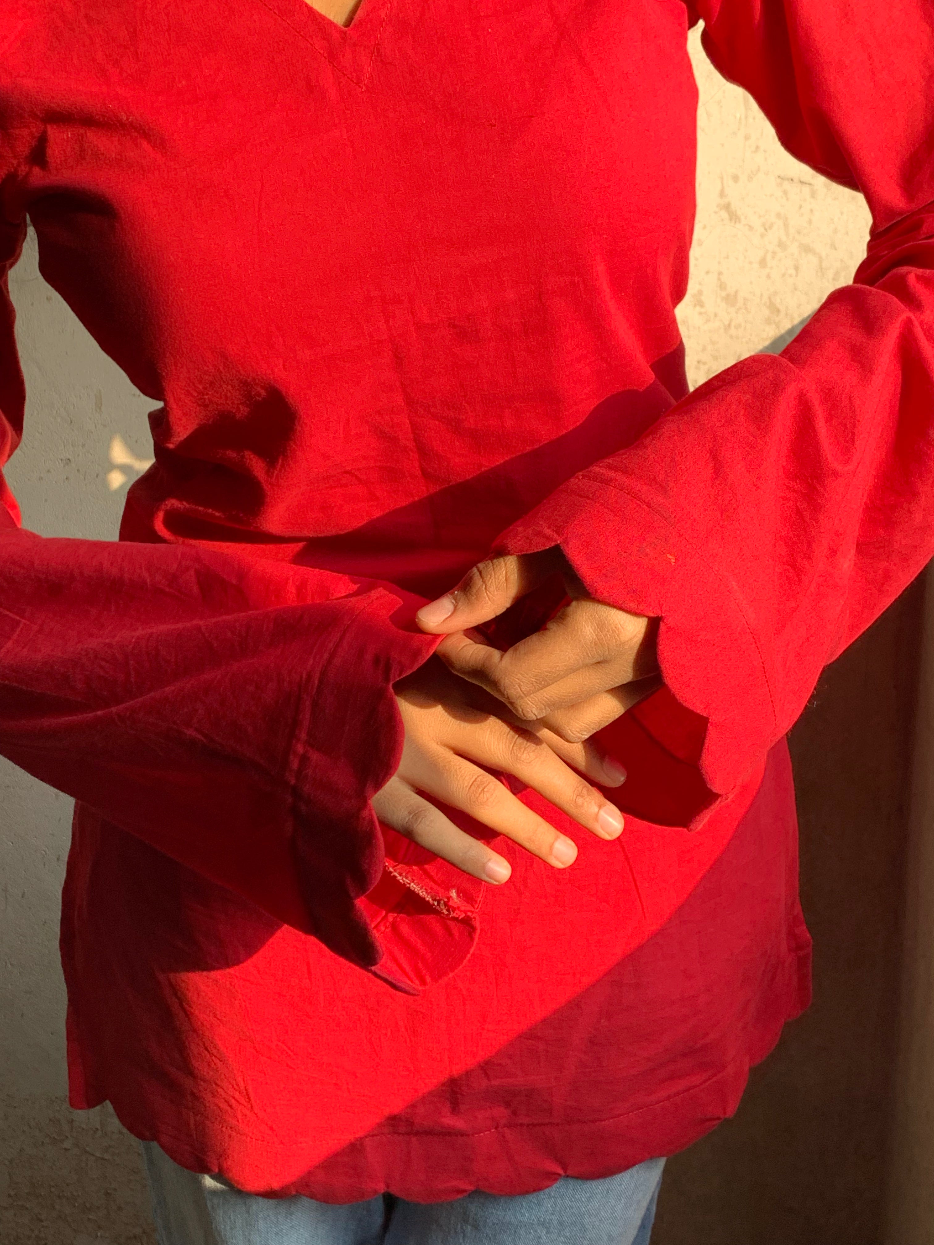 Berry Flame Short V-Neck Kurti