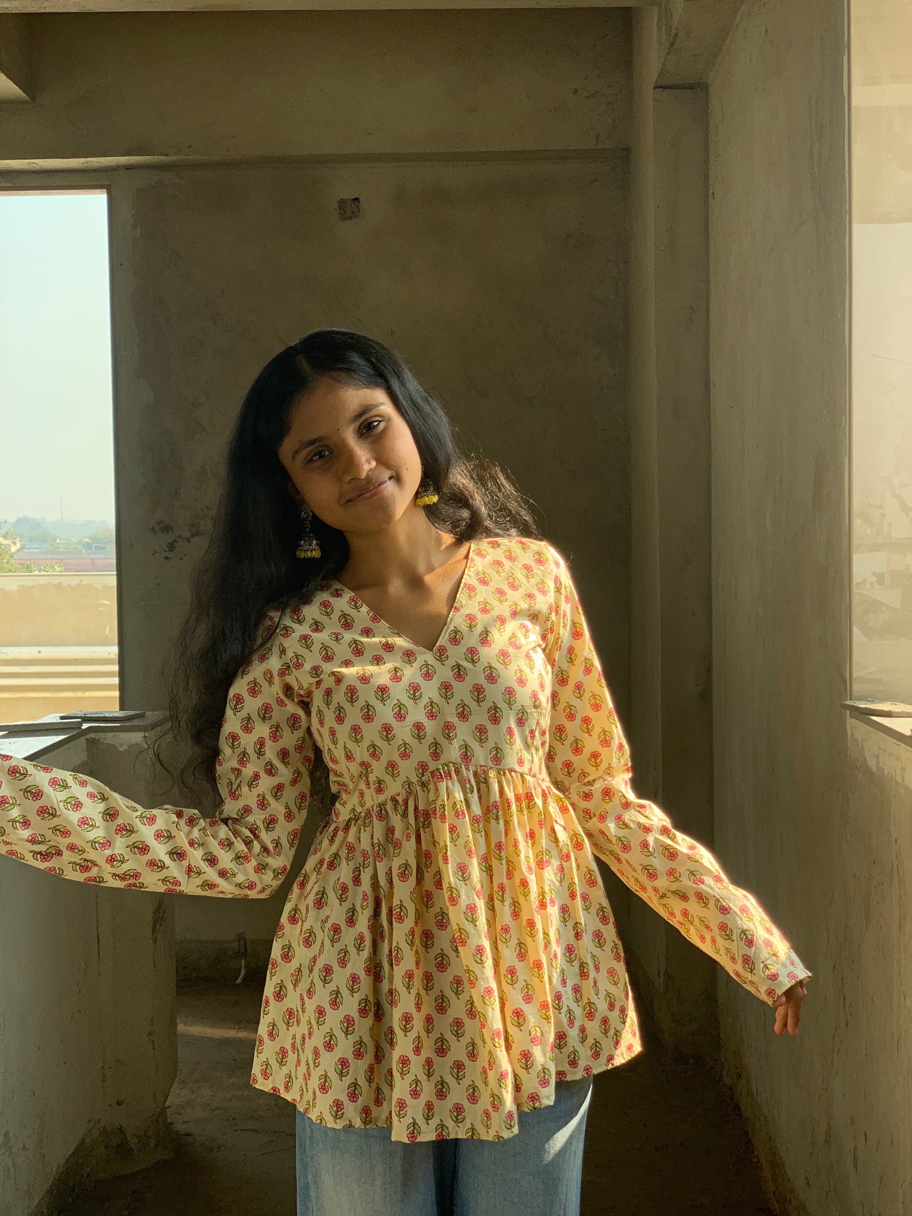 Gulbahar Bloom Short V-Neck Kurti