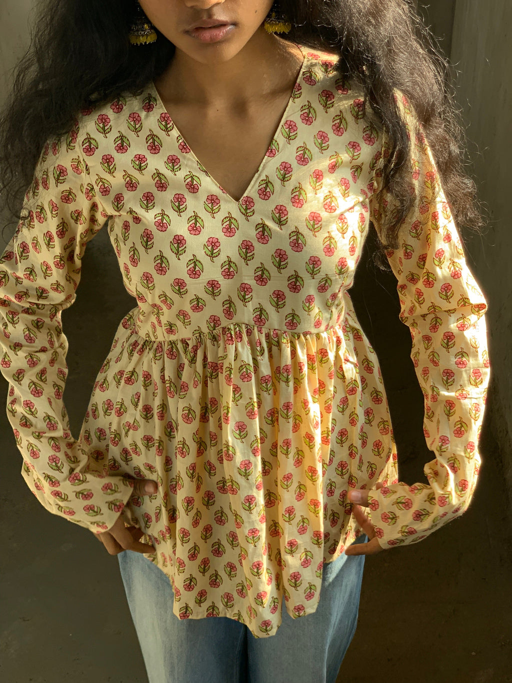 Gulbahar Bloom Short V-Neck Kurti