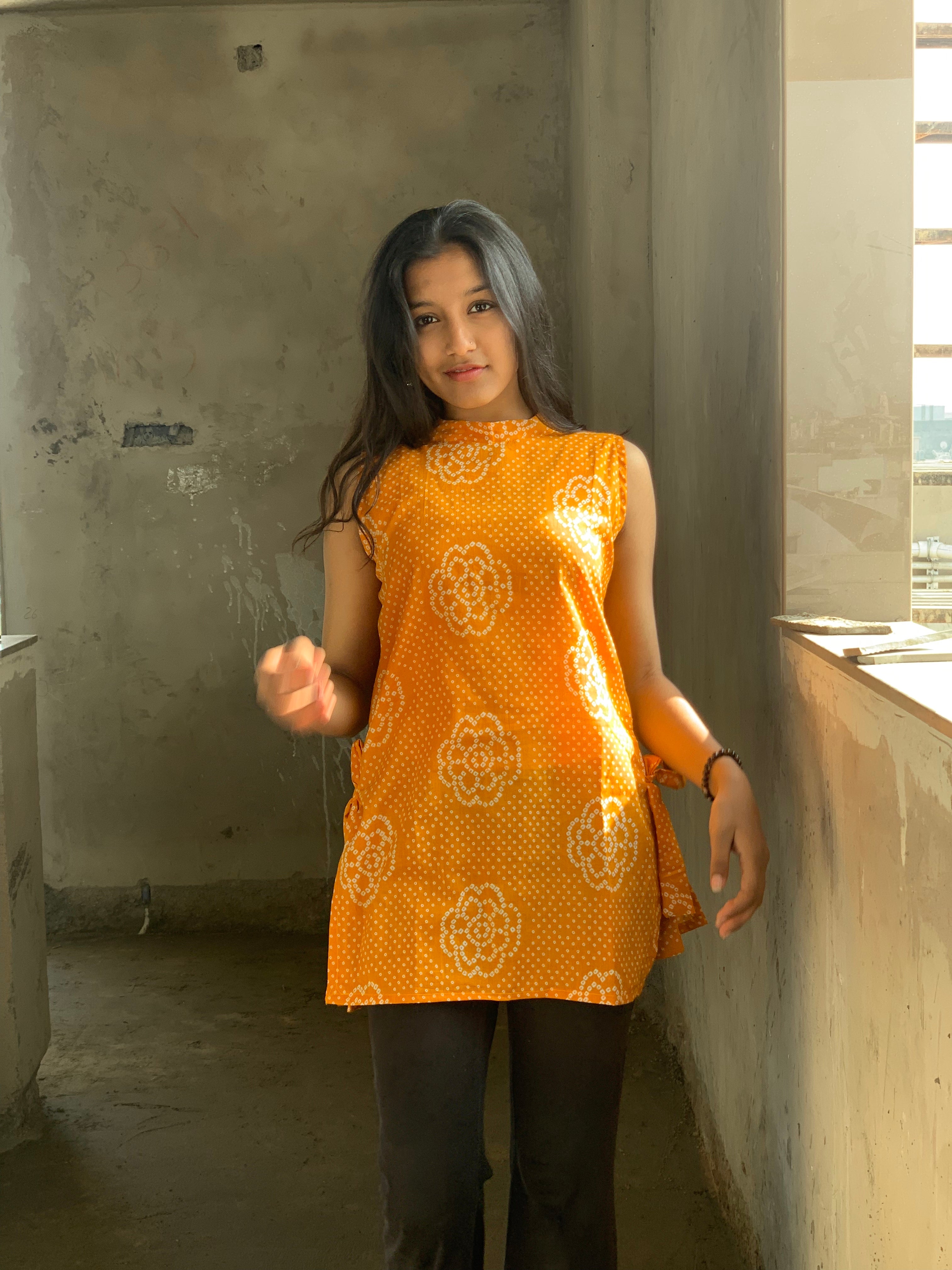Kesari Petal Sleeveless Kurti