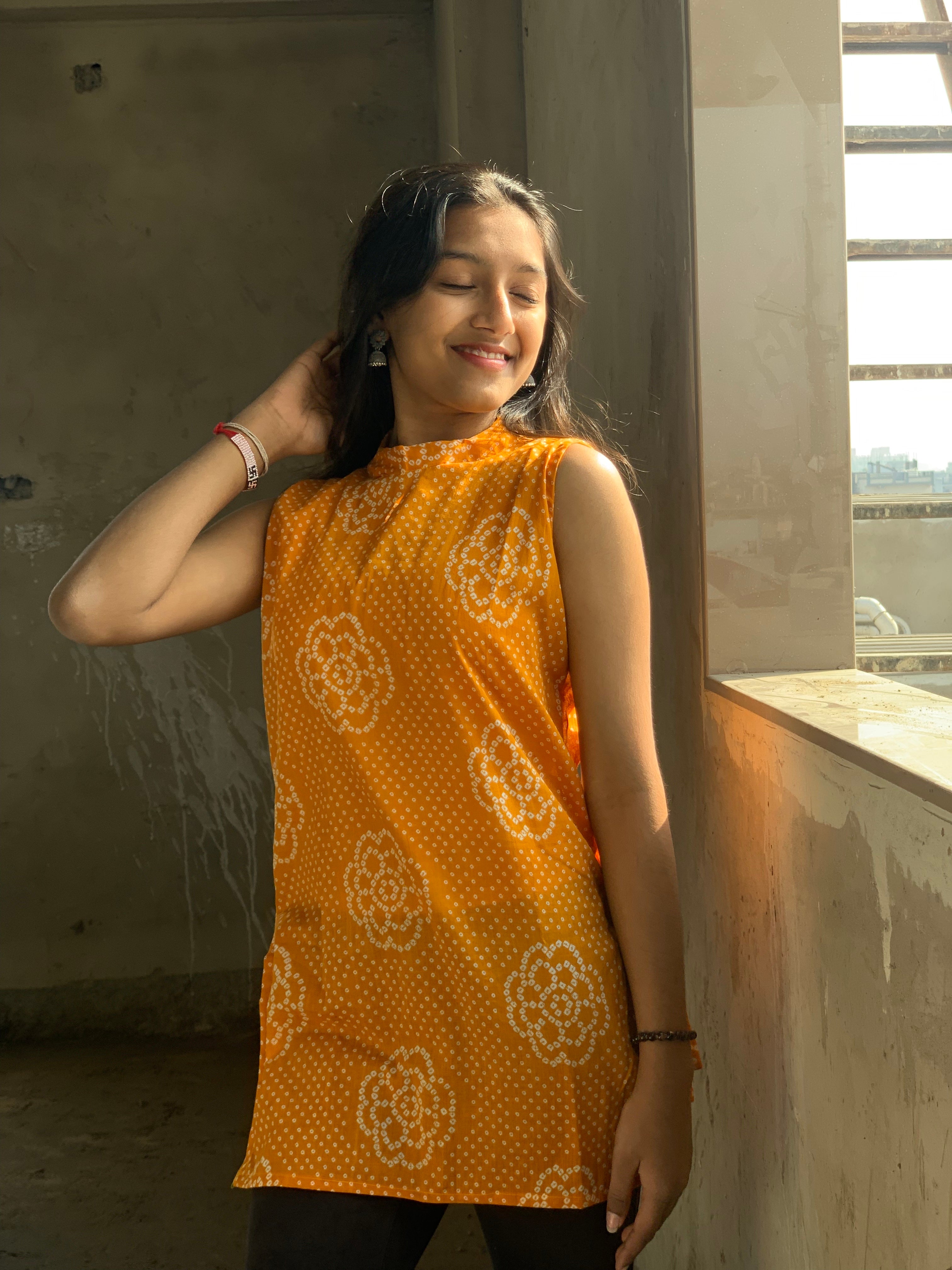Kesari Petal Sleeveless Kurti