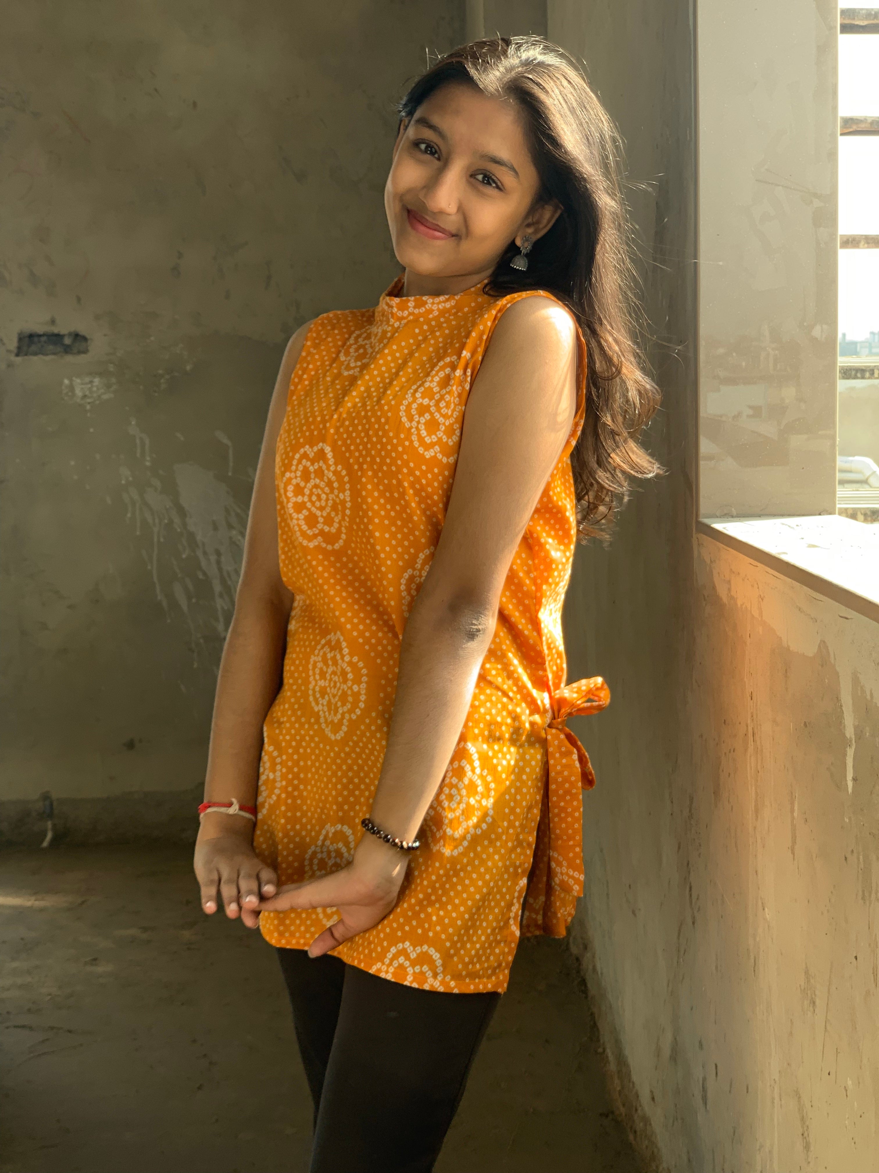 Kesari Petal Sleeveless Kurti