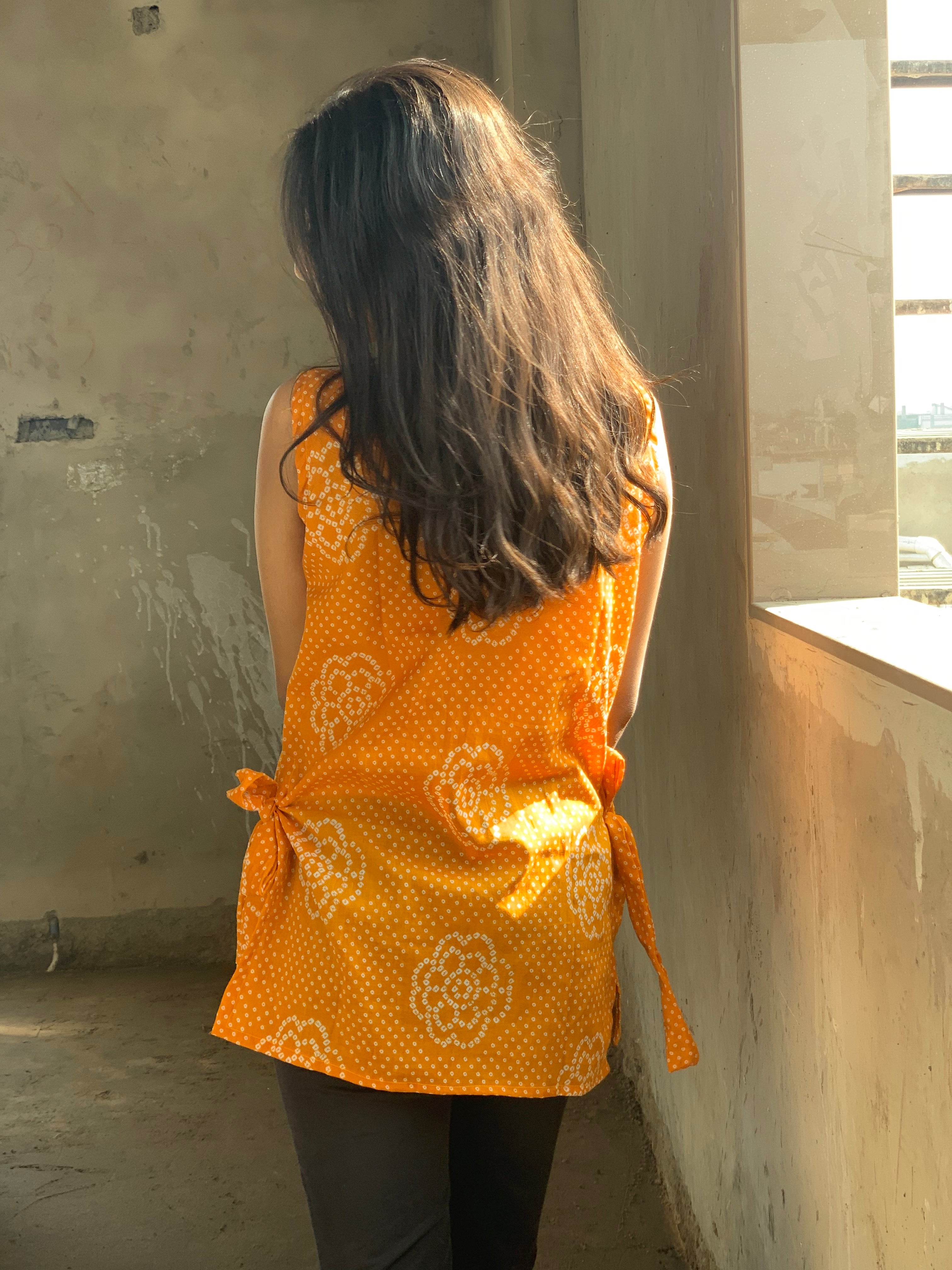 Kesari Petal Sleeveless Kurti